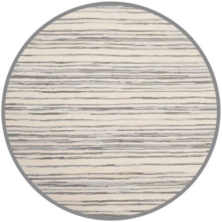 Safavieh 8 x 8 ft. Rag Hand Woven Rug, Round - Ivory and Grey RAR126A-8R